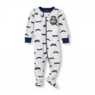 NWT The Childrens Place Mustache Boys Footed Stretchie Sleeper Pajamas