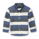 NWT The Childrens Place Boys Blue Long Sleeve Striped Oxford Button-Down Shirt