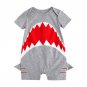 NEW Baby Boys Shark Gray Short Sleeve Romper Sunsuit Jumpsuit Outfit