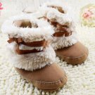 NEW Baby Girls Beige Faux Fur Boots Soft Sole Crib Shoes 0-6 6-12 12-18 M