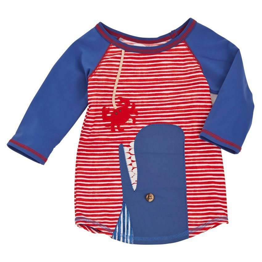 NWT Mud Pie Boathouse Boys Whale Long Sleeve Rashguard Swim Shirt 2T/3T 4T/5T