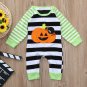 NEW Baby Boys Pumpkin Jack o Lantern Halloween Striped Romper Jumpsuit Outfit