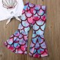 NWT Mermaid Girls Silver Shell Crop Top Fish Scale Flare Leggings Outfit Set