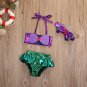 NWT Girls Mermaid Shimmer Bikini Swimsuit Bathing Suit & Headband Set