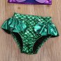 NWT Girls Mermaid Shimmer Bikini Swimsuit Bathing Suit & Headband Set