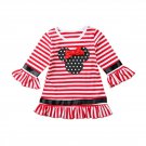 NWT Minnie Mouse Girls Red Striped 3/4 Sleeve Ruffle Tunic Dress 2T 3T 4T 5T