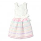 NWT The Childrens Place Girls Lace Sleeveless Striped Woven Dress