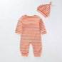 NEW Baby Boys Fox Orange Striped Long Sleeve Romper Jumpsuit & Hat Outfit Set