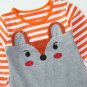 NEW Baby Boys Fox Orange Striped Long Sleeve Romper Jumpsuit & Hat Outfit Set
