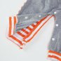 NEW Baby Boys Fox Orange Striped Long Sleeve Romper Jumpsuit & Hat Outfit Set