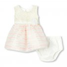 NWT The Childrens Place Baby Girls Metallic Pink Striped Dress Bloomers Set