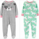 NWT Carters Unicorn Puppy Dog Toddler Girls Gray Footed Fleece Pajamas Sleeper
