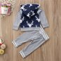 NWT Baby Boys Reindeer Blue Gray Hoodie Hooded Shirt & Pants Sweat Suit Outfit