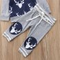 NWT Baby Boys Reindeer Blue Gray Hoodie Hooded Shirt & Pants Sweat Suit Outfit