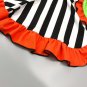 NEW Boutique Girls Orange Black Striped Short Sleeve Halloween Ruffle Dress