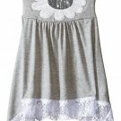 NWT Bonnie Jean Sequin Daisy Flower Girls Grey Sharkbite Lace Hem Dress 7 12 16