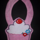 NEW Carter's Pink Cherry Birthday Cupcake Baby Girl Terry Cloth Teething Bib