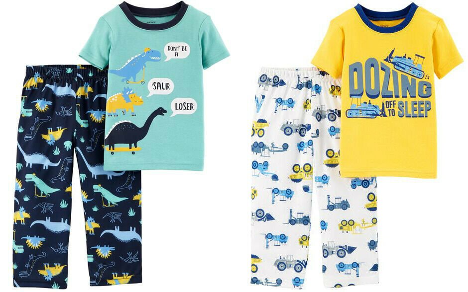 NWT Carters Construction Dinosaur Boys Short Sleeve Pajamas Set 18 24 M