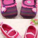 NEW Baby Girl Pink Purple Ruffle Flower Mary Jane Crib Shoes 0-6 6-12 12-18 M