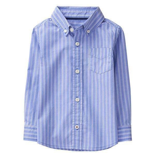 NWT Crazy 8 Blue Striped Boys Long Sleeve Button Down Shirt 2T 3T 4T 5T