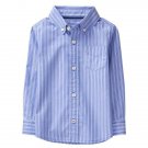 NWT Crazy 8 Blue Striped Boys Long Sleeve Button Down Shirt 2T 3T 4T 5T