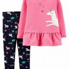 NWT Carters Baby Girls Unicorn Peplum Shirt Leggings Outfit Set