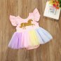 NWT Gold Unicorn Baby Girls Rainbow Tutu Short Sleeve Pink Romper Dress