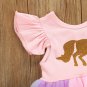 NWT Gold Unicorn Baby Girls Rainbow Tutu Short Sleeve Pink Romper Dress