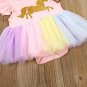 NWT Gold Unicorn Baby Girls Rainbow Tutu Short Sleeve Pink Romper Dress