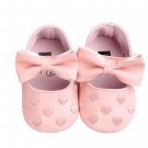 NEW Baby Girl Pink Hearts Bow Leather Mary Jane Crib Shoes Valentines Day