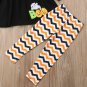 NEW Halloween Ghost Girls Black Long Sleeve Tunic Chevron Leggings Outfit Set