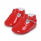 NEW Baby Girl Red Faux Leather Mary Jane Crib Shoes 0-6 6-12 12-18 M