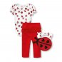 NWT The Childrens Place Ladybug Baby Girls Bodysuit Leggings Bib Outfit Set