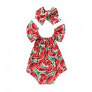 NEW Baby Girls Watermelon Red Romper Sunsuit Jumpsuit Headband Outfit Set