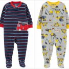 NWT Carters Fire Truck Construction Toddler Boys Footed Fleece Sleeper Pajamas