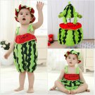 NEW Watermelon Baby Girls Romper Jumpsuit & Hat Outfit Set