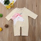 NWT Baby Girls Unicorn Striped Long Sleeve Romper Jumpsuit Outfit