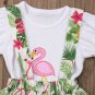 NEW Flamingo Girls Short Sleeve Shirt Floral Suspender Skirt Outfit Set