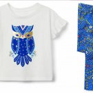 NWT Crazy 8 Owl Shirt Blue Floral Leggings Outfit Set 3T 4T 5T