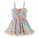 NWT Rainbow Striped Girls Sleeveless Ruffle Dress 2T 3T 4T 5T