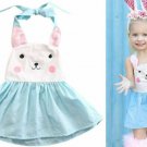 NWT Girls Easter Bunny Rabbit White Blue Sleeveless Dress 2T 3T 4T 5T