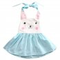NWT Girls Easter Bunny Rabbit White Blue Sleeveless Dress 2T 3T 4T 5T