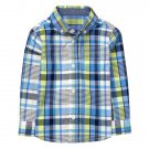 NWT Gymboree Dressed Up Boy Plaid Blue Long Sleeve Button Down Shirt 2T 3T 4T 5T