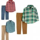 NWT Carters Toddler Boys Plaid Button Down Shirt & Pants Outit Set 2T 3T 4T 5T