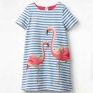 NEW Flamingo Girls Blue Striped Short Sleeve Shift Dress 2T 3T 4T 5T