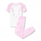 NWT The Childrens Place Easter Bunny Rabbit Girls Short Sleeve Pink Pajamas Set