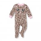 NWT The Childrens Place Leopard Cat Girls Footed Fleece Blanket Sleeper Pajamas