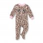 NWT The Childrens Place Leopard Cat Girls Footed Fleece Blanket Sleeper Pajamas