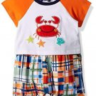 NWT Bonnie Baby Boys Crab Shirt Plaid Shorts Romper Sunsuit Jumpsuit Shortall