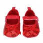NEW Baby Girl Red Sequin Bow Mary Jane Crib Shoes 0-6 6-12 12-18 M Valentines